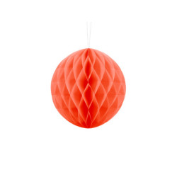 1 stk. Honeycomb kugle i orange, diameter ca. 20 cm, genanvendelig med klips til montering og brug