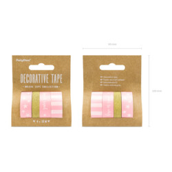4 rl Washi Tape dekorations tape pink/guld
