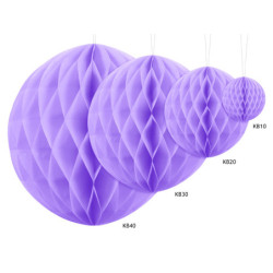 1 stk. Honeycomb bold i lilla farve, diameter ca. 10 cm, genanvendelig og nem montering med klips