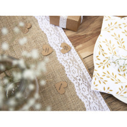2,75 Meter Jute bordløber med blonder 28 cm bred