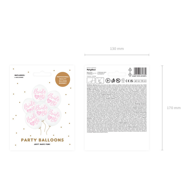 6 stk. Bride to Be Balloner gennemsigtig latex 12" - Perfekt til polterabend dekoration