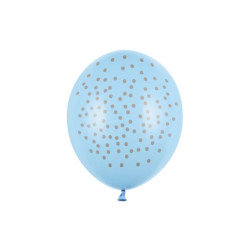 6 stk. Balloner pastel babyblå sølvprikker – Elegant 30 cm festdekoration til enhver lejlighed