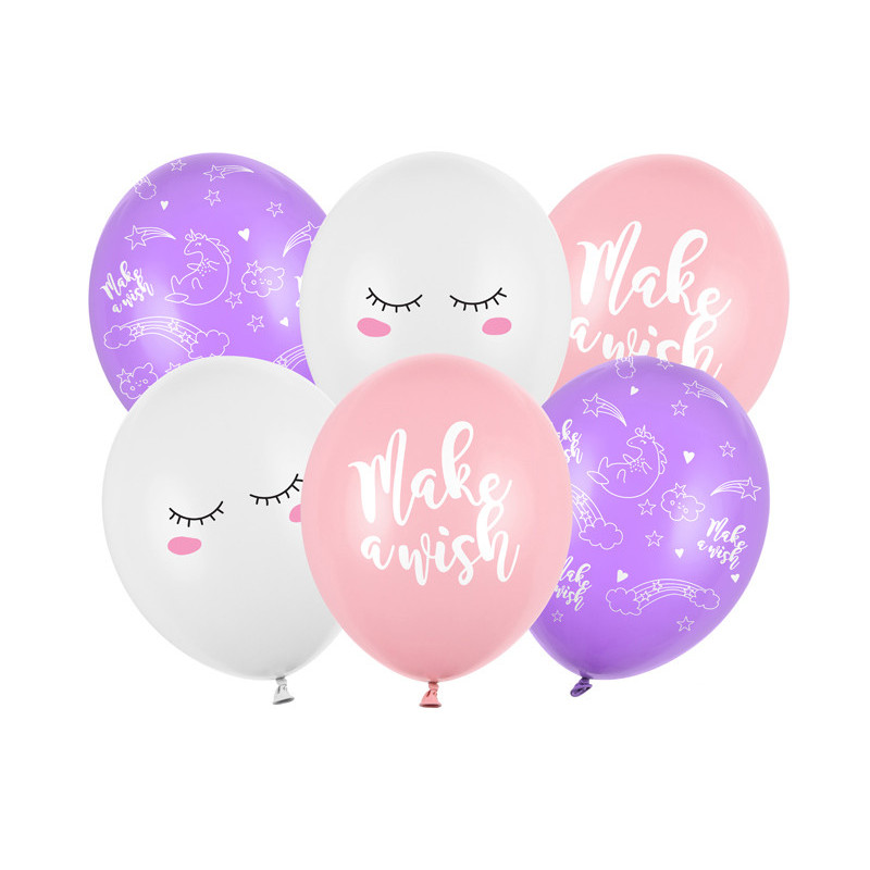 6 stk. Enhjørning Balloner Mix – Holdbare 30 cm Festballoner i Farverige Motiver