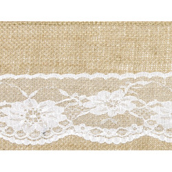 1 stk. burlap stolbånd med blondekant, 15cm bredde og 2.75m længde