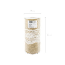 1 stk. burlap stolbånd med blondekant, 15cm bredde og 2.75m længde