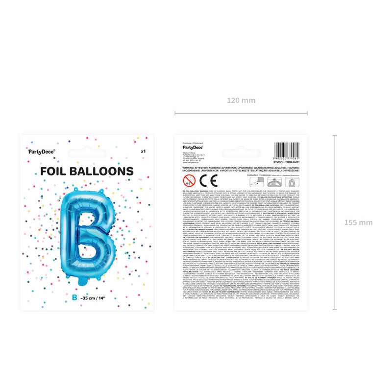 1 stk. Blå folieballon formet som bogstavet 'B', 35cm, ideel til festdekorationer og fejringer