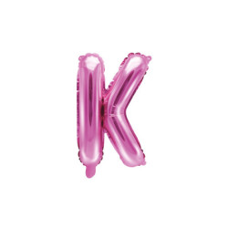 1 stk. Hot pink K folieballon 35 cm – Nem ophængning med automatisk lukning