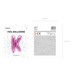 1 stk. Hot pink K folieballon 35 cm – Nem ophængning med automatisk lukning