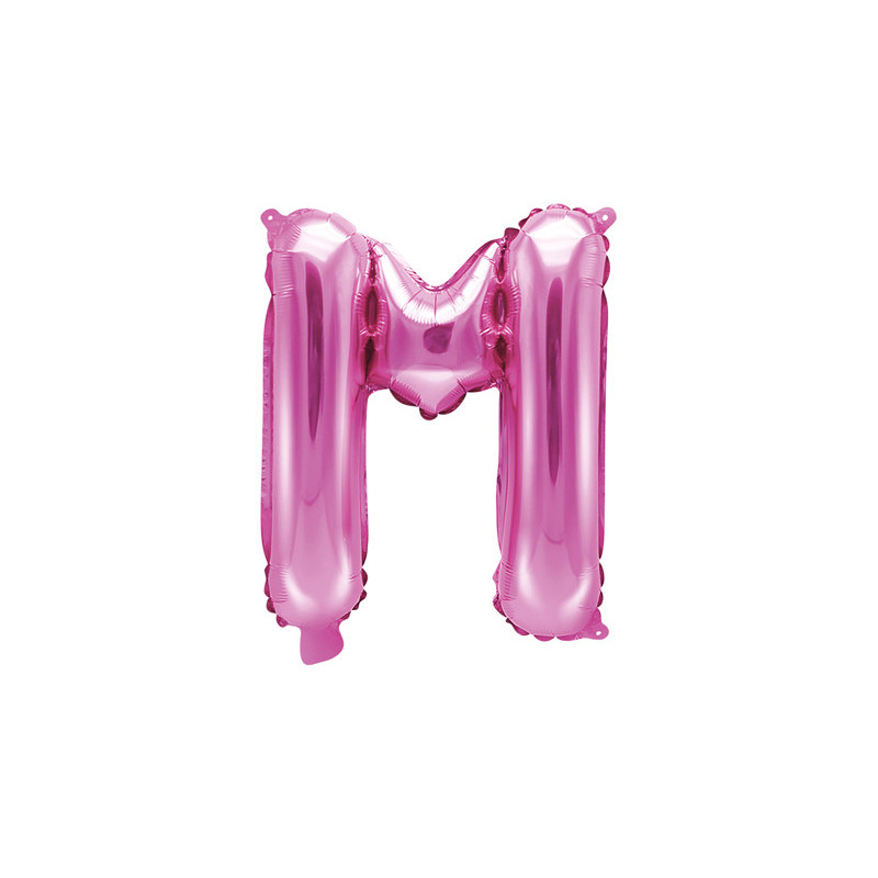 1 stk. Folieballon Bogstav M hot pink – 35 cm festdekoration med nem oppustning
