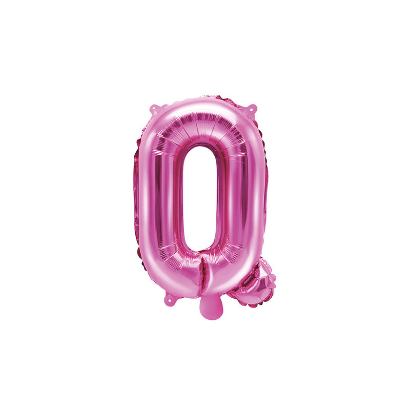 1 stk. Folieballon Bogstav Q Hot Pink – 35 cm med Automatisk Lukkesystem til Fest