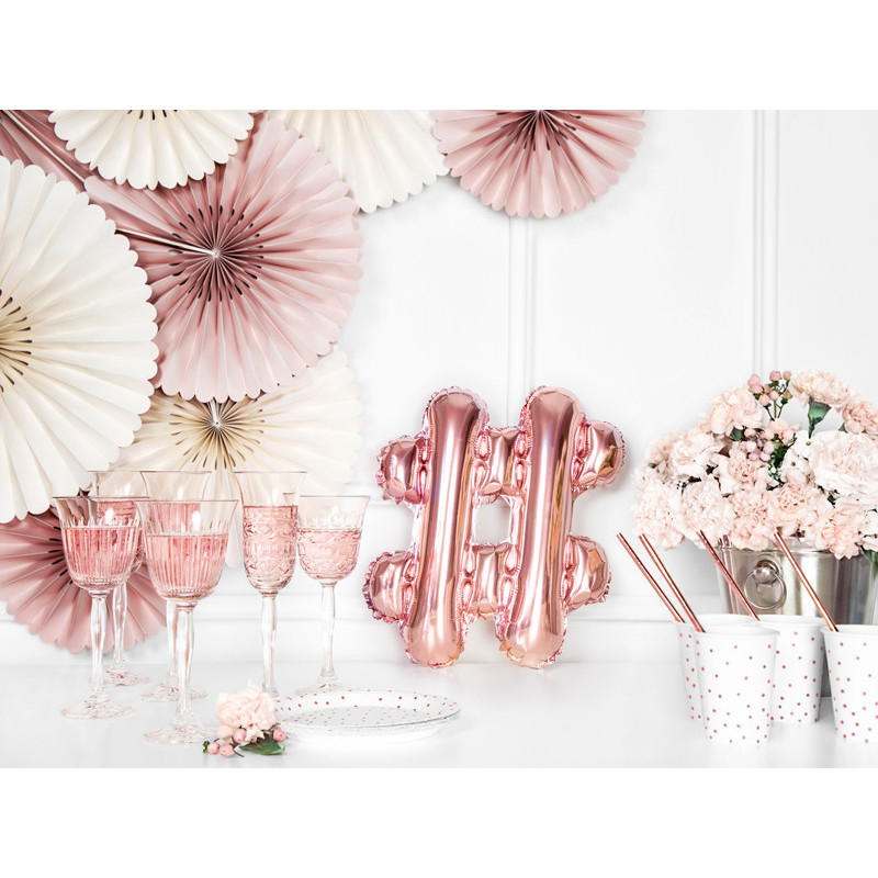 1 stk. Folieballon Hashtag Rose Guld 35 cm – Perfekt til Festlig Dekoration