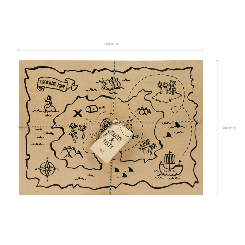 30 stk. Sorte piratfest kraftpapir dækkeservietter 40x30cm miljøvenlige og robuste