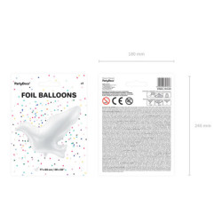1 stk. Hvid due folieballon 30" med automatisk lukkesystem til helium og luft, genanvendelig