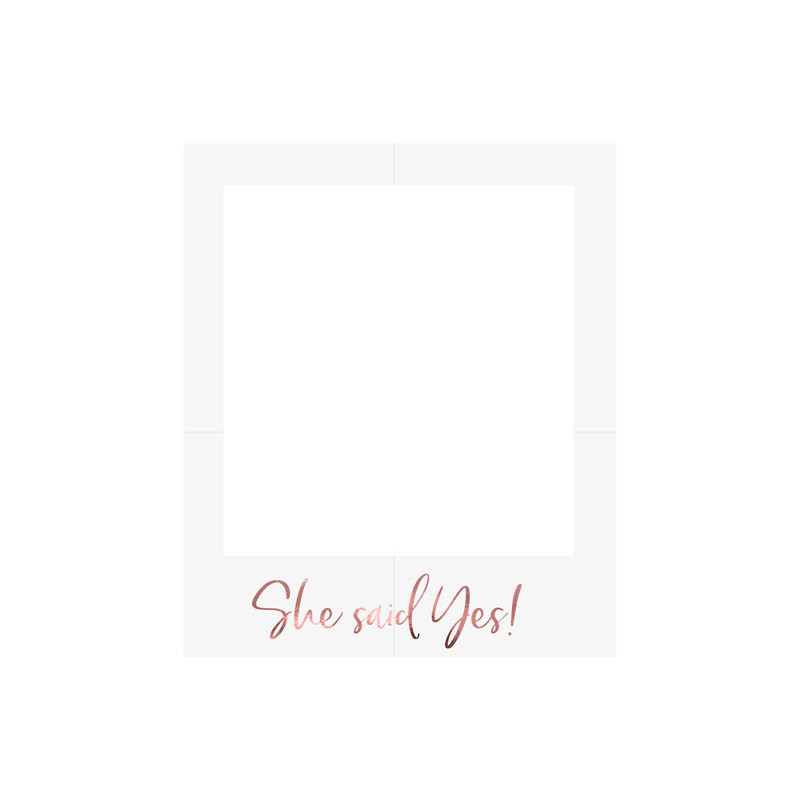 1 stk. Rosaguld selfie fotoframe "Hun Sagde Ja", 50x59.5cm
