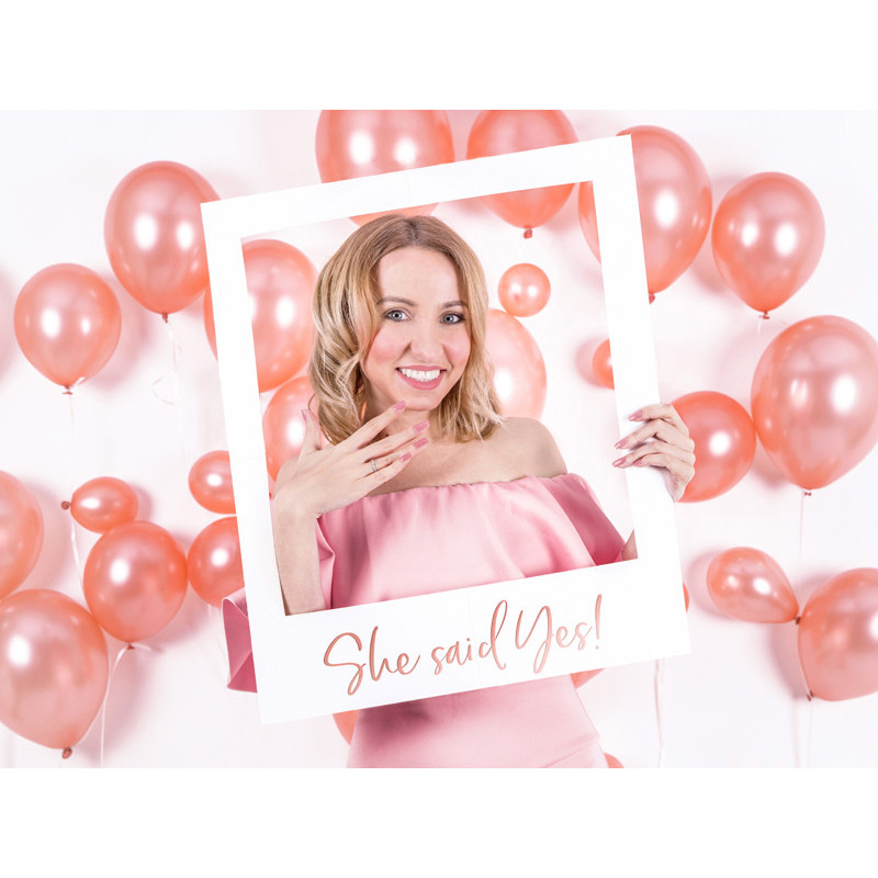 1 stk. Rosaguld selfie fotoframe "Hun Sagde Ja", 50x59.5cm