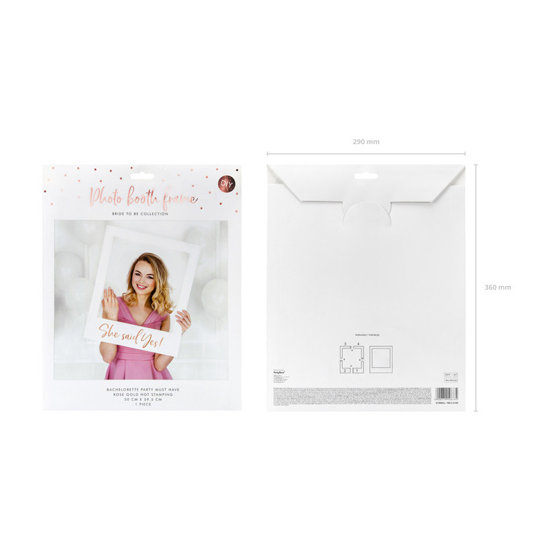 1 stk. Rosaguld selfie fotoframe "Hun Sagde Ja", 50x59.5cm