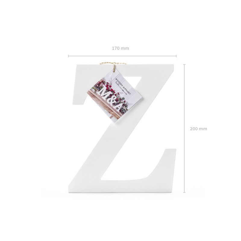 Træbogstav Z - hvid 20 cm høj