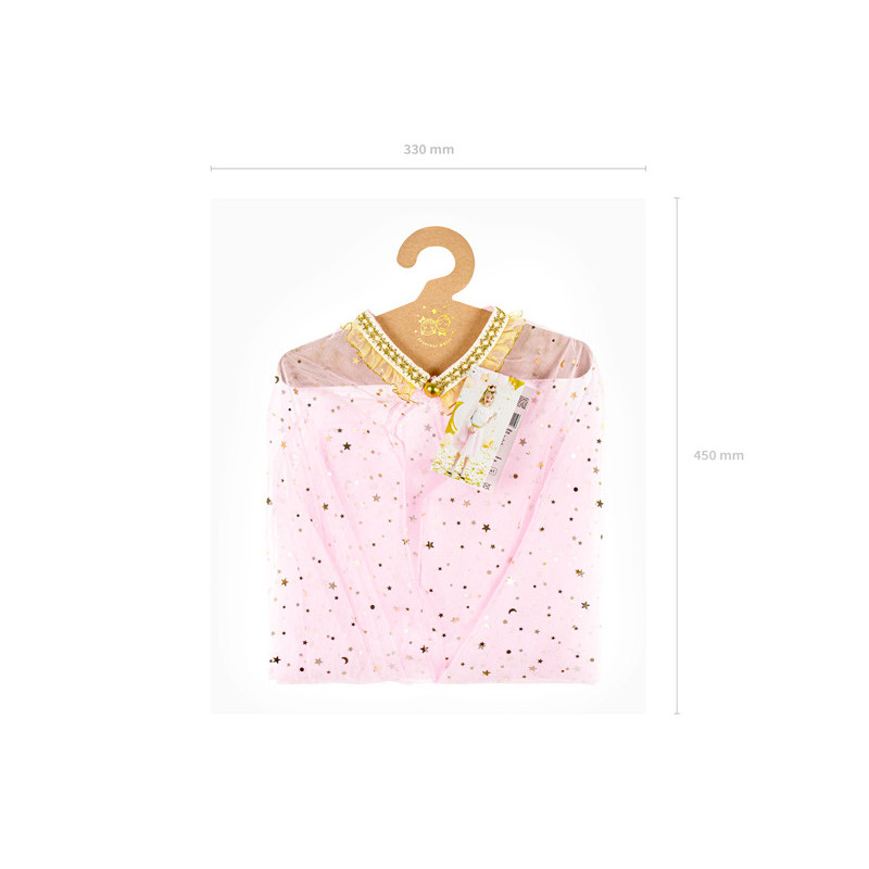 1 stk. Prinsessekostume med rosa kappe og guldmønster, 3-7 år
