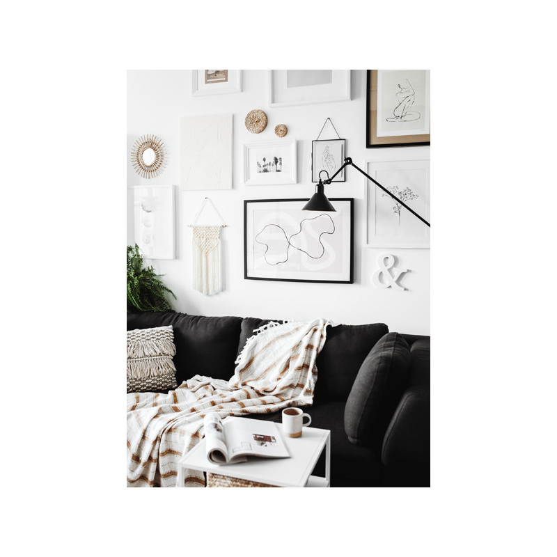 1 stk. Off-White macrame vægdekoration, 30x49cm, boho-stil, håndvævet, let at hænge op