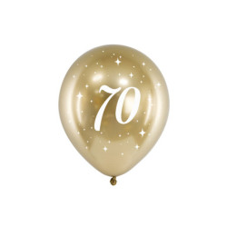 6 stk. Chrome fødselsdagsballoner guld 12" - Skinnende latex til 70 års festpynt