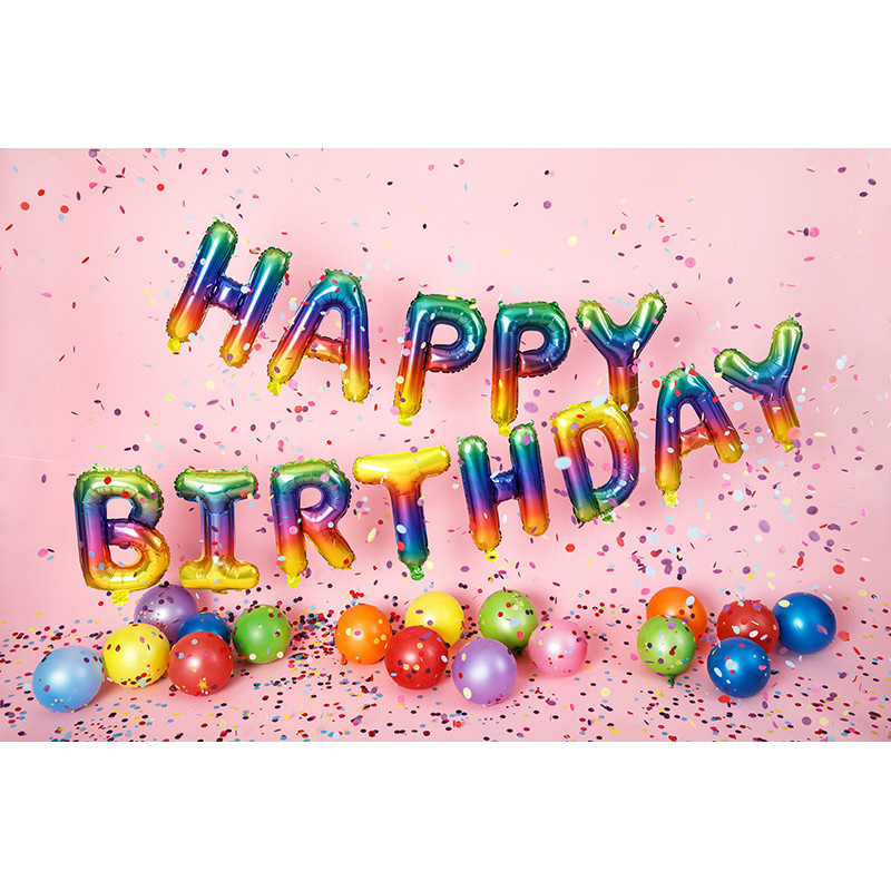 Happy Birthday - tekst 145,5" regnbue- folieballon