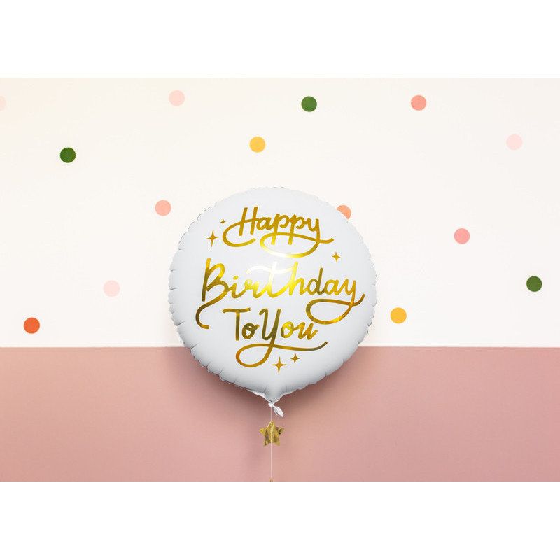 Happy Birthday To You 18" - hvid folieballon til helium eller luft