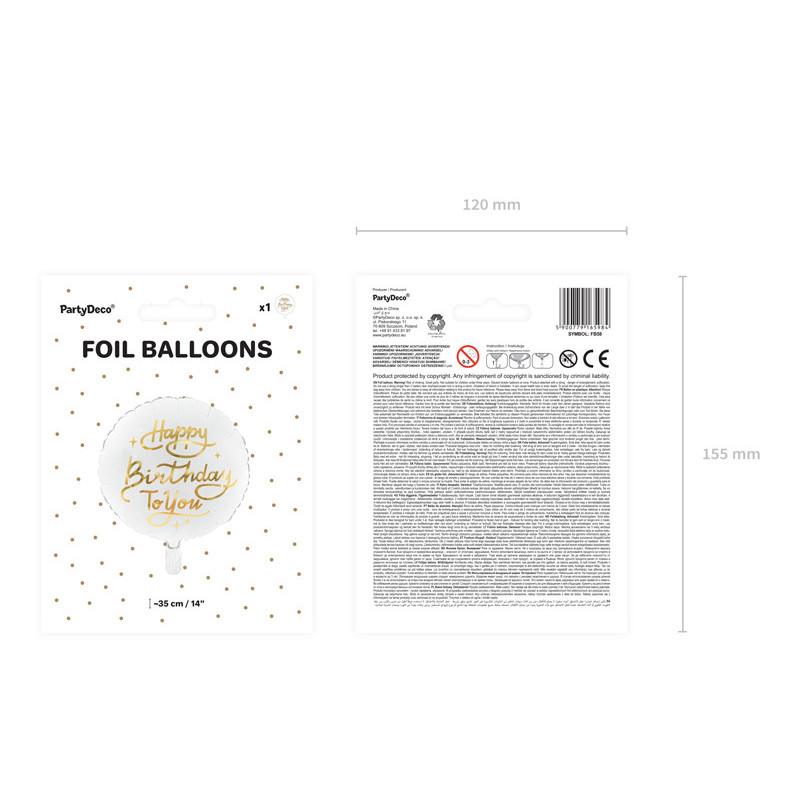 Happy Birthday To You 18" - hvid folieballon til helium eller luft