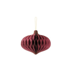 1 stk. Dyb rød oval papir bivoks ornament, 18x15cm, genbrugelig og let at hænge op