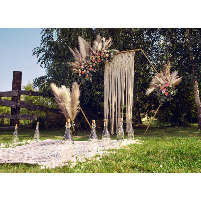 1 stk. Off-White macrame vægdekoration i bomuld, 94.5x171cm, håndlavet og unikt design