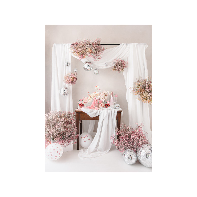 6 stk. Elegante brud-til-være balloner, 30 cm, hvid/rosaguld/pastelrosa