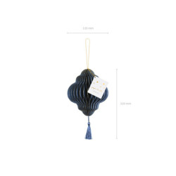1 stk. Marineblå papir bikonvoks ornament lanterne, 13,2x15cm, let at hænge op, indendørs/udendørs
