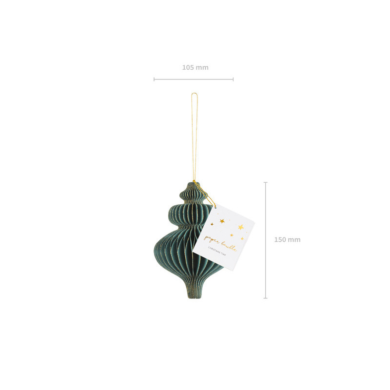 1 stk. Flaskegrøn papirhonningkage ornament istap 10x15 cm let at hænge op