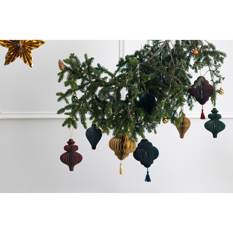 1 stk. burgundisk papirhonningkage ornament icicle, 10x15 cm, festdekoration til bryllup og fest