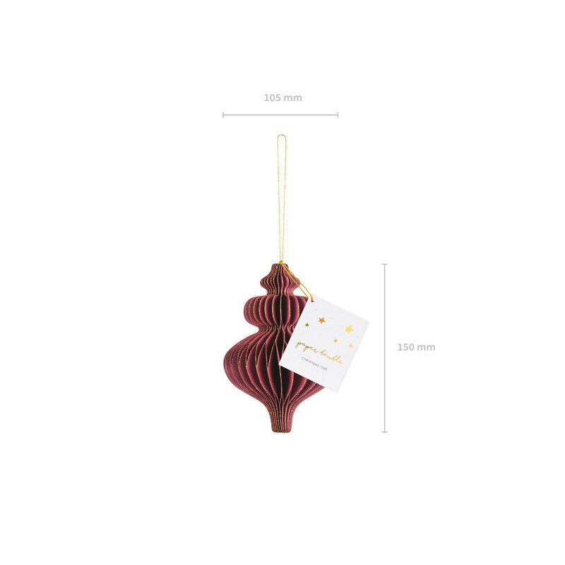 1 stk. burgundisk papirhonningkage ornament icicle, 10x15 cm, festdekoration til bryllup og fest