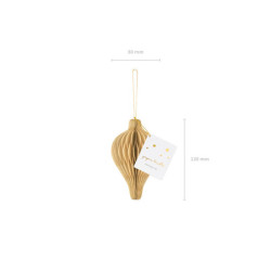 1 stk. Beige papirhonningkage ornament dråbeform, 8x12 cm, let at hænge, indendørs/udendørs