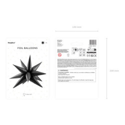 3D Sort stjerne 27,5" folieballon