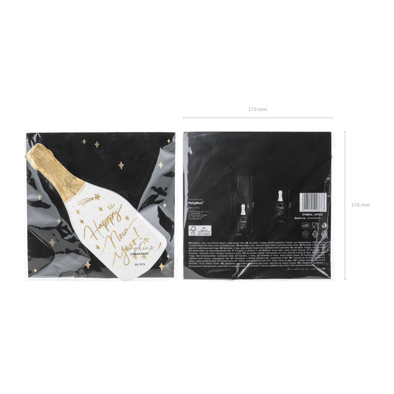 Napkins Champagne, mix, 7x19 cm (1 pkt / 20 pc.)