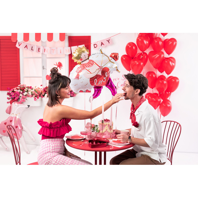1 stk. Stor farverig Cupid folieballon, 82x99 cm før oppustning, perfekt til romantiske fester