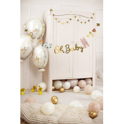 1 stk. Farverig "Oh Baby" folieballon til babyshower eller barnedåb, 53x69 cm før oppustning