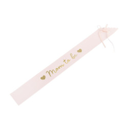 1 stk. Lyserød "Mor i vente" sash med guldbogstaver, 75 cm justerbar polyester