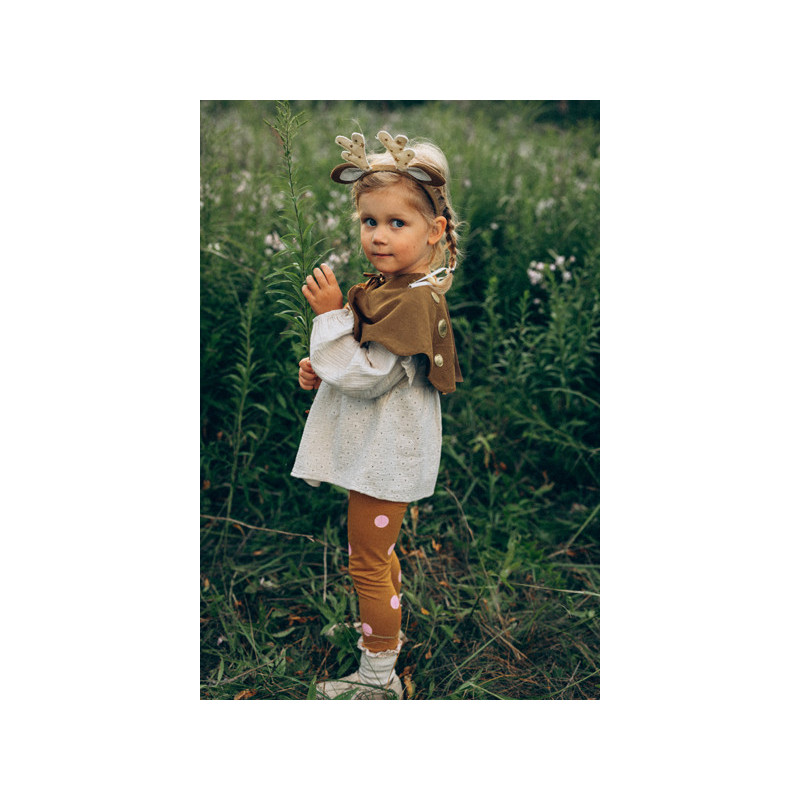 1 stk. Bambi drøm pige kostume - rådyr look, leggings, kappe, pandebånd, 110-116 cm