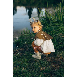 1 stk. Bambi drøm pige kostume - rådyr look, leggings, kappe, pandebånd, 110-116 cm