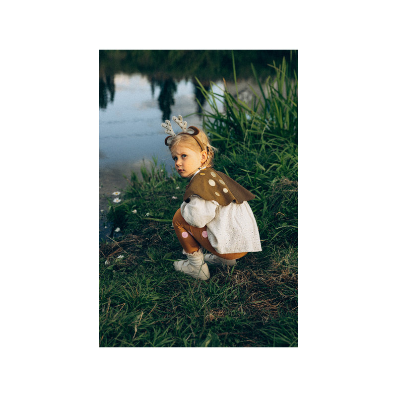 1 stk. Bambi drøm pige kostume - rådyr look, leggings, kappe, pandebånd, 110-116 cm