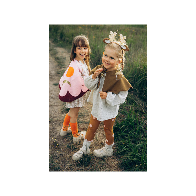 1 stk. Bambi drøm pige kostume - rådyr look, leggings, kappe, pandebånd, 110-116 cm