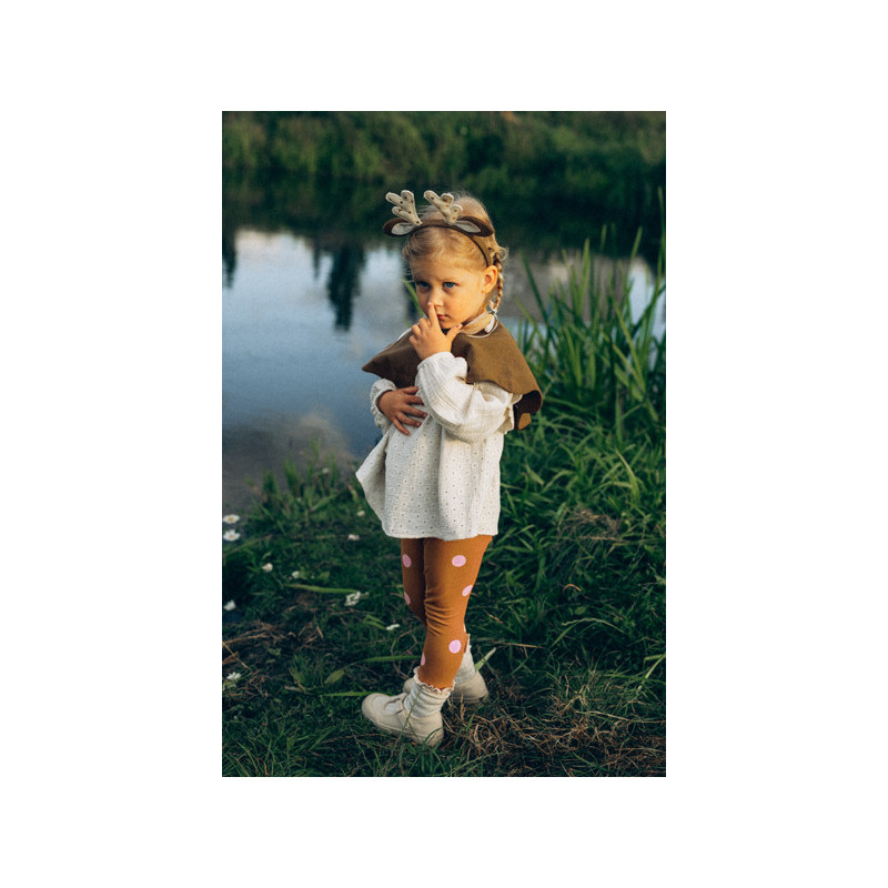 1 stk. Bambi drøm pige kostume - rådyr look, leggings, kappe, pandebånd, 110-116 cm