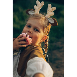 1 stk. Bambi drøm pige kostume - rådyr look, leggings, kappe, pandebånd, 110-116 cm