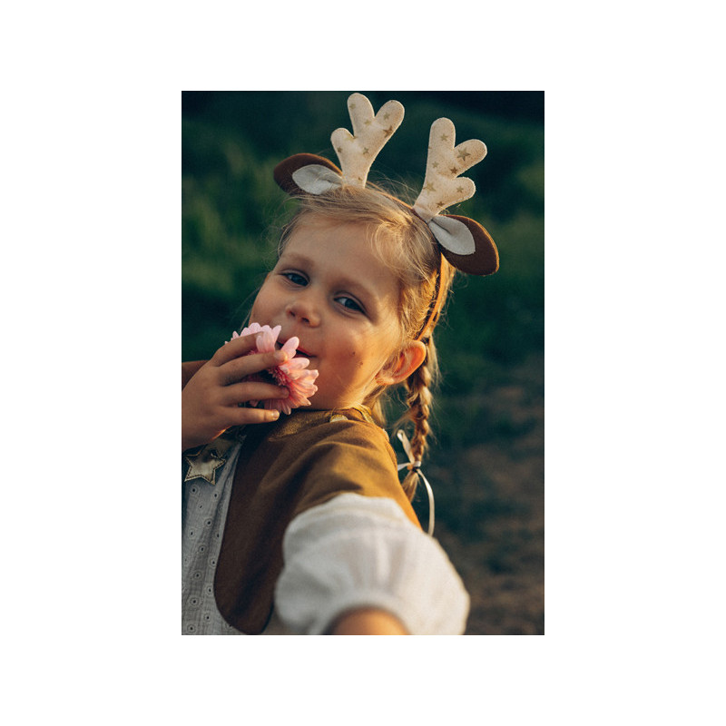 1 stk. Bambi drøm pige kostume - rådyr look, leggings, kappe, pandebånd, 110-116 cm