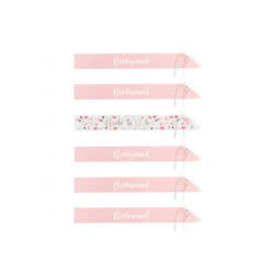 1 stk. elegant brude- og brudepige sash i hvid og pink, 76 cm lang