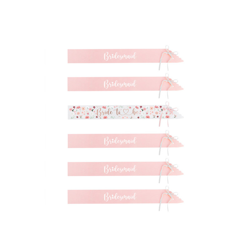 1 stk. elegant brude- og brudepige sash i hvid og pink, 76 cm lang