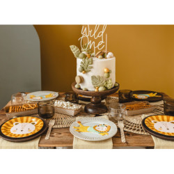 6 stk. Paptallerkener med løvehoved-design – farvemix, 18 cm i diameter